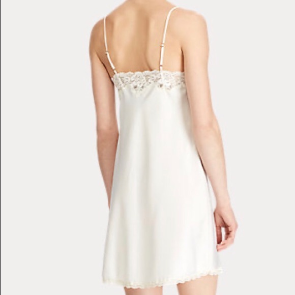 Ralph Lauren Ivory Satin Lace-Trimmed Chemise NWOT - Picture 2 of 8